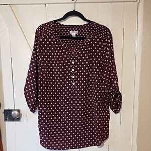 Croft & Barrow Maroon Geometric Blouse